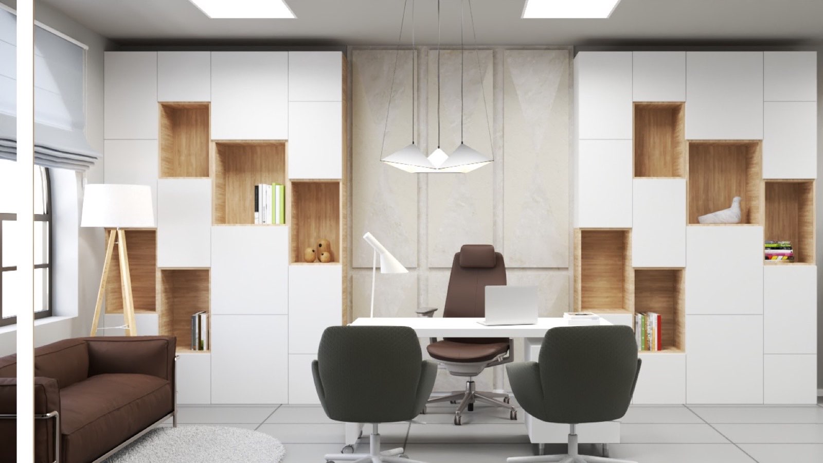 Open studio with timber acoustic wall panels at the AMAC Plaza office