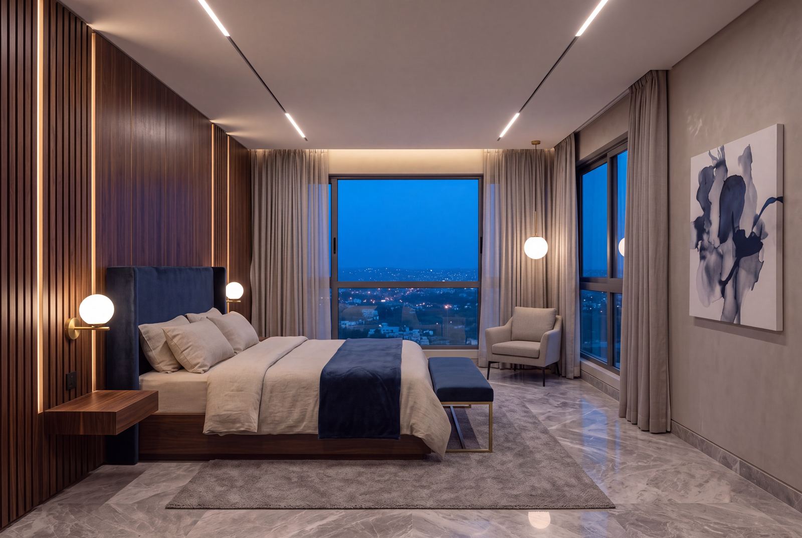Design visualisation of Claire Mont, CM-21 · The apartment master bedroom