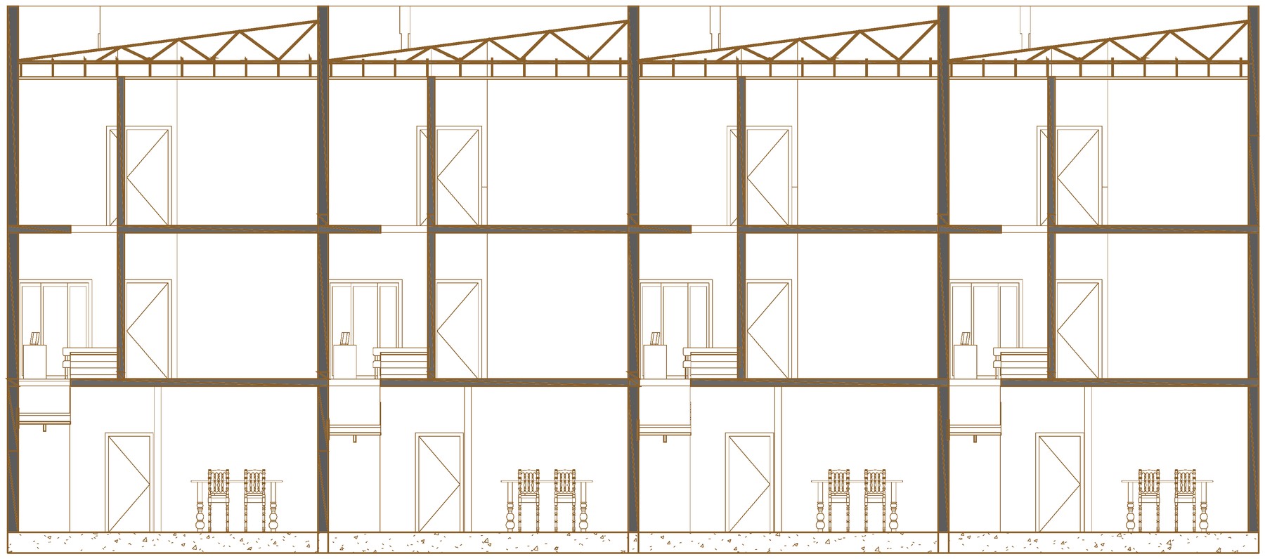 Long section · four units drawing for Emerald City