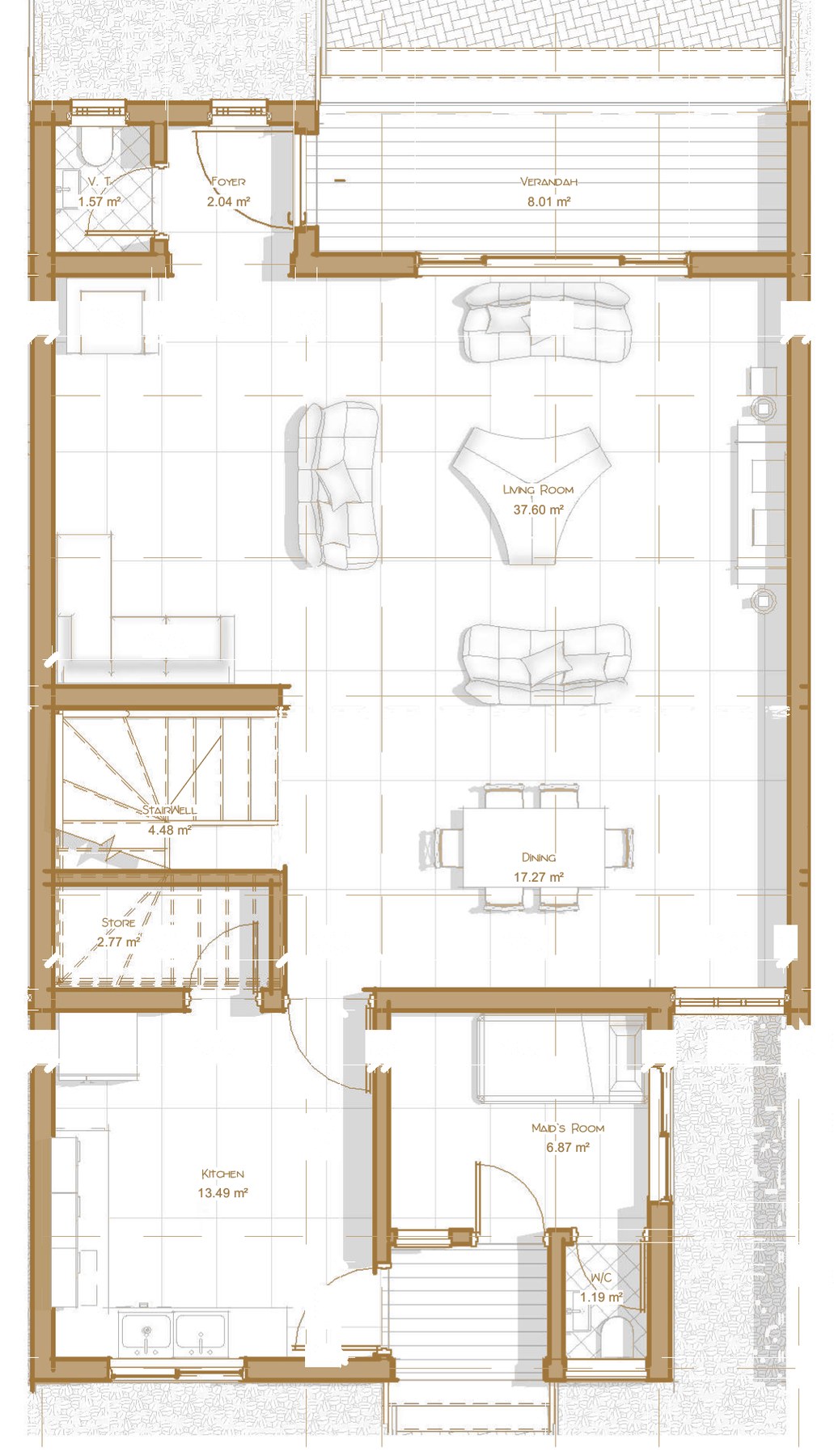Terraces · ground floor drawing for The Axis