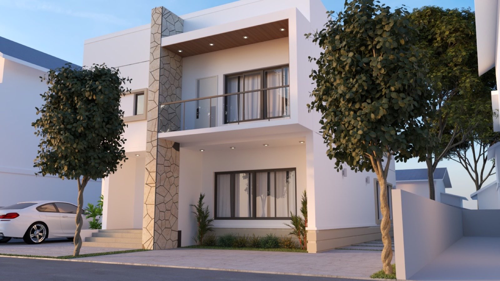 Street elevation of refurbished duplexes at Wiser Court, Abuja